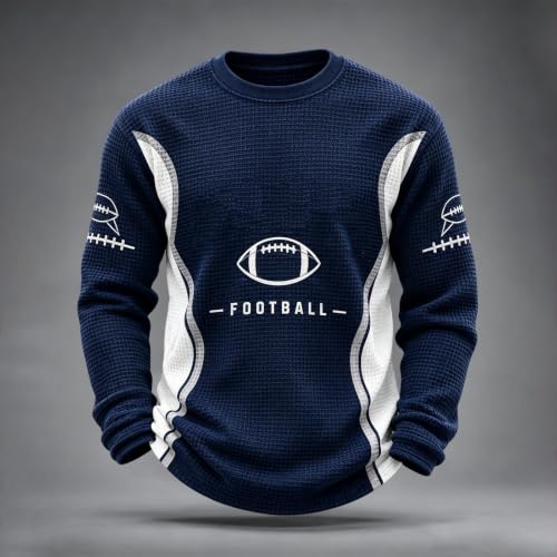 Rugby Shirts for Men Casual Long Sleeve Waffle Knit Game Day Sweatshirt - image 2