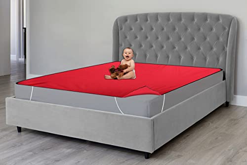Image of The Furnishing Tree Mattress Protector /Waterproof Bedsheet Size WxL 36x78 inches Set of Two for Double Bed Polyester Red