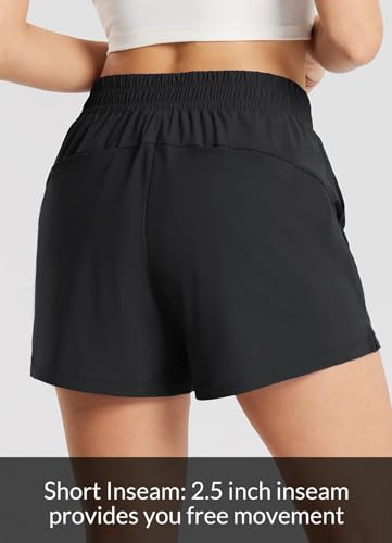 Baleaf Women'S Athletic Shorts Lightweight Running Workout Shorts High Waisted Quick Dry Shorts With Pockets Black M thumb #1