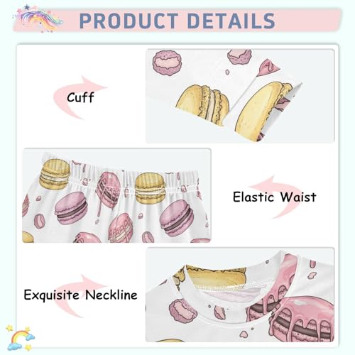 Pajama Sets Long Sleeve Pink Macaroon Drips Soft Comfy Sleepwear 2 Piece PJS 3-8T4