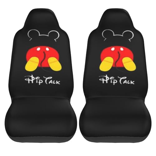 ミッキーマウス カーシートカバー 2枚セット 前席用 軽 防汚 気性 洗える 普通車 適用 フロント 軽自動車 シートカバー 背面フルカバー ブラック 運転席 助手席 車用 シート カバー アニメ グッズ キャラクター