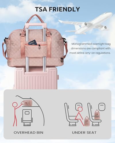 Gifts for Daughter-Girls Initial Duffle Bag with Shoe Compartment, Kids Weekender Bag, Monogram Overnight Bag, Letter Travel Bag with Makeup Bag，Sister Friend Girlfriend Gifts (Letter M)4