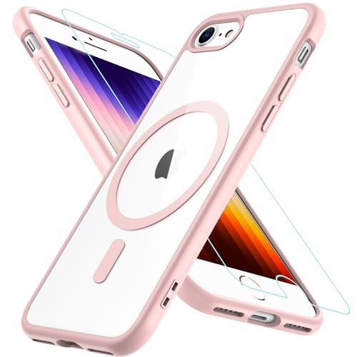 Coque pour iPhone SE 2020, iPhone SE 2022, iPhone 8/7, Coque pour MagSafe iPhone SE 2/3 avec Verre...