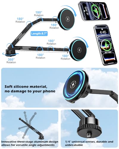 Image of CloudValley Extended 15W Magnetic Wireless Car Charger Phone Mount for Ford Bronco 2021-2026 2 /4 Door, Aluminum Alloy Magnetic Phone Holder, Off-Road Stable Anti-Shake No Drill Dash Mount
