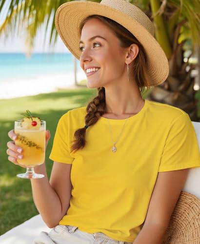 Womens Plain T-Shirts Fitted Triblend Tee Lightweight Crewneck Tshirts Moisture Wicking Short Sleeve Tops Solid Color3