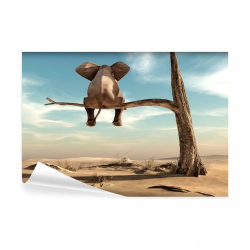 decomonkey Fototapete selbstklebend für Kinder Elefant 343x256 cm XL Selbstklebende Tapeten Wand Fototapeten Tapete Wandtapete klebend Klebefolie Kinderzimmer Tiere Landschaft