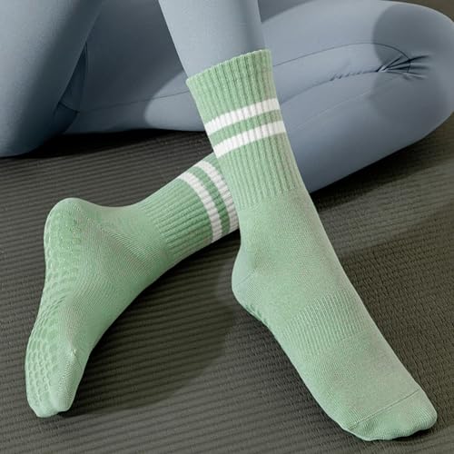 Image of Womens 4Pcs Pilates Grip Socks Non Slip Yoga Socks with Grips Barre Hospital Athletic Socks for Women