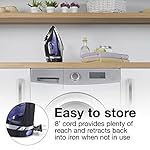 Hamilton Beach Steam Iron for Clothes & Garment Steamer with Smooth Press Stainless Steel Soleplate, 1200 Watts, 8’ Retractable Cord, Black (14214) - Image 3