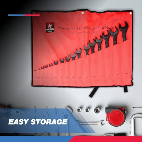Image of NEIKO 03574A Jumbo Combination Wrench Set | 16 Piece | SAE | 1 /4 inch to 1-1 /4 inch | Raised Panel Construction (Pack of 4)
