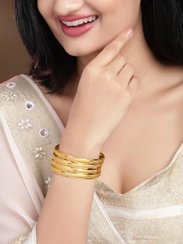 Image of Rubans Bangles Set Gold Plated Traditional Ethnic Stylish Trendy Jewellery Gift for Women & Girls