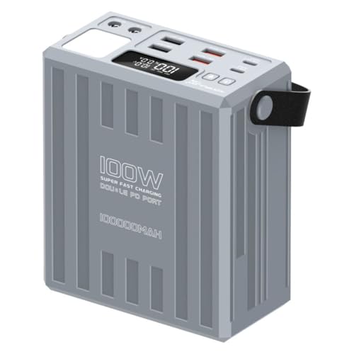 KONFULON Powerbank 100000mAh (370Wh ca. 350Wh nutzbar) 100W Schnellladefunktion USB-C PD & DC-Anschluss LED-Display Perfekt für Laptop Smartphone Tablet Reisen & Camping S