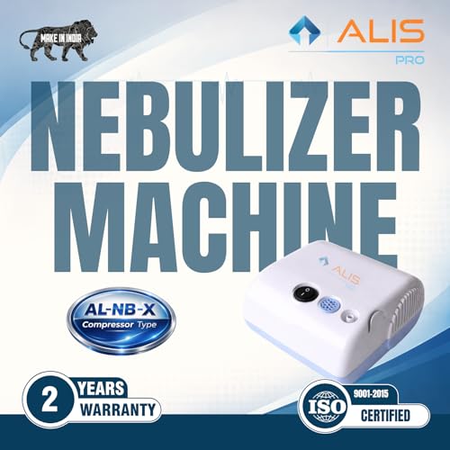 Image of Alis Nebulizer Machine for Adults & Kids with Digital Thermometer | Compressor Nebulizer for Asthma, Cough & Cold | Complete Mask Kit, Low Noise | 2 Years Warranty