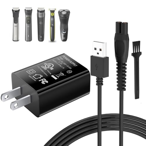 5V UL Charger for Philips Norelco OneBlade MG9525 MG9520 MG5910 QP1424 QP1624 MG5950 MG5940 MG5930 MG5920 BT3238 BT3234 PQ888 PQ889 QP1324 QP2724 X3001 QP2834 360 Hybrid Face Shaver Cord