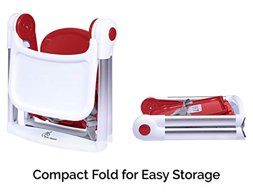 Image of R for Rabbit Jelly Bean 3 in 1 Booster Chair for Baby, Booster Seat, Portable Booster Chair with 3 Point Safaty Harness and Removable Feeding Tray (Red)
