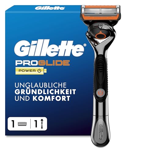 Gillette Fusion5 Proglide Power Rasierer Herren — Inkl. 1 Nassrasierer, 1 Ersatzklingen mit Neuem Everglide Gleitstreifen für Noch Sanfteres Gleiten — Schwarz 1