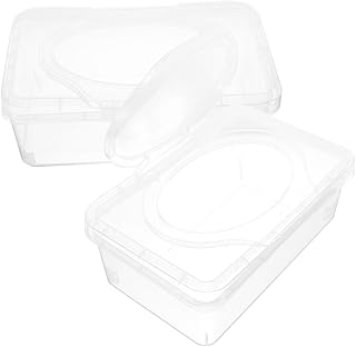ICOBES Paper Tissue Box 2Pcs Wipe Box Wipes Dispenser Wet Tissue Case Wet Wipe Container Tissue Wipes Case Bathroom Tissue Holder Bathroom Wipes Holder Containers Napkin Box Portable Travel