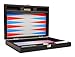 Produktbild L.J.JZDY Schachbrett Premium Backgammon Set Reisegröße Blackboard Scarlet Red Patriot Blue Dot 13 Zoll