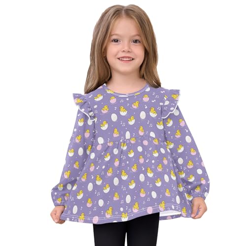 Duck Eggshell Girls Shirts Cotton Long Sleeve Ruffle Toddler Tee Tops3