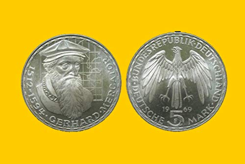 Llavero con moneda de plata de 5 DM de Gerardus Mercator 1969 coleccionismo original 4