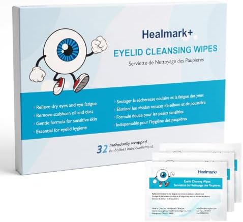Healmark+ Eyelid Cleansing Wipes - Gentle Eye Wash Pads for Dry E...