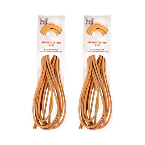 Kg's Genuine Leather Laces - 2 Pairs, Brown, 72 Inch Leather Boot Laces for Adults