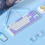 MageGee 75% Mechanical Gaming Keyboard with Red Switch, LED Blue Backlit, 87 Keys TKL Wired for Windows Laptop PC Gamer - White/Purple - Image 7