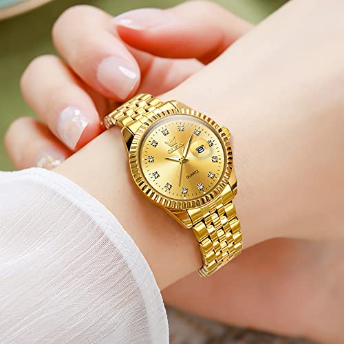 OLEVS Watches for Women Diamond Luxury Dress Women Watches Analog Quartz Waterproof Day Date Stainless Steel Wristwatch2