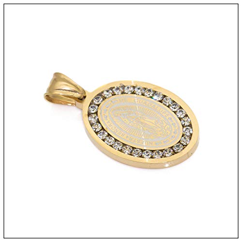 Fashion Stainless Steel Santa Maria Guadalupe Pendant Crystal Necklace,22inches Link Chain2