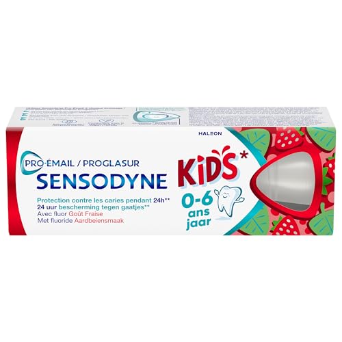 SENSODYNE Dentifrice Enfant Pro-Email 0/6 Ans, Protège Les Dents de Lait Contre les Caries, Fortifie L'Email En Douceur, Arômes 100% Naturels, Goût Fraise,...