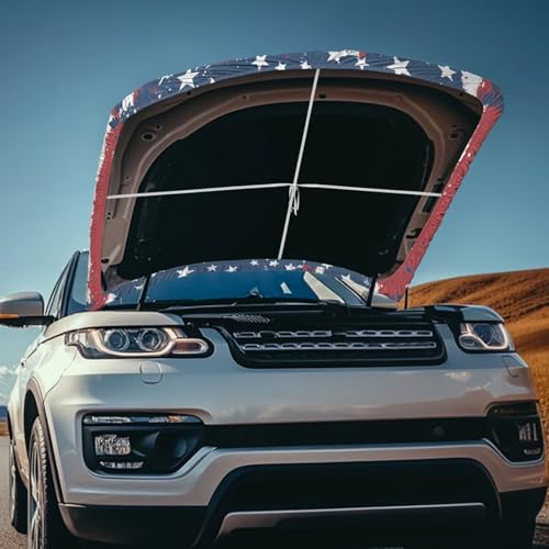 Image of American Flag Car Hood Cover, 250 Anniversary Automotive Exterior Accessories, July 4th USA Flag Butterfly All-Season Protection Suitable for SUV Sedan