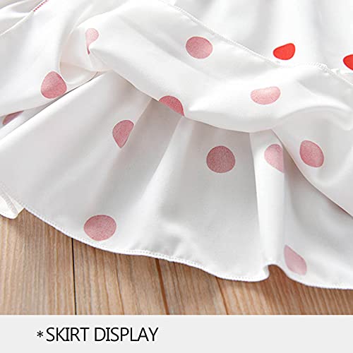 Infant Toddler Girl Boho Style Polka Ruffled Chiffon Dress Summer Short Sleeve Princess Lace Stitching Skirt3