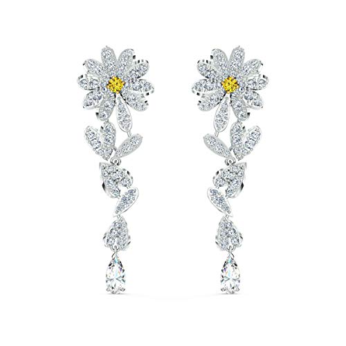 Preisvergleich Produktbild Swarovski Eternal Flower Ohrringe, Rhodinierte Ohrhänger im Gänseblümchen-Design mit Funkelnden Swarovski Kristallen