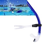swim snorkel for lap swimming,adult swimmers snorkeling gear for swimming snorkel training in pool and Open Water,Center Mount Comfortable Silicone Mouthpiece One-Way Purge Valve