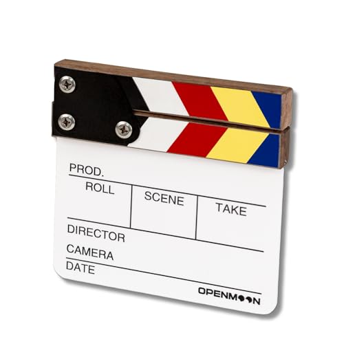 Ciak Professionale OPENMOON In Acrilico 28x24 Cm – Con Clapper Integrato E Colori Vivaci Per Riprese Video E Film