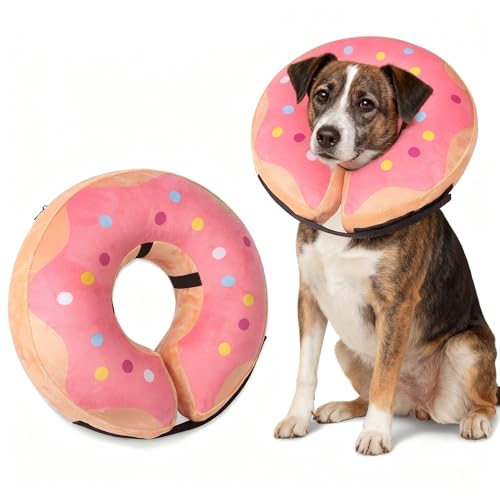 Wsetyy Inflatable Dog Collar for After Surgery, Protective Inflatable Collar for Dogs and Cats, Soft Pet Recovery Collar for Large Medium Small Dogs Cats,Adjustable (Pink, M)