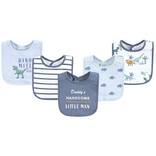 Image of Hudson Baby Unisex Cotton Bibs, Pastel Dino, One Size