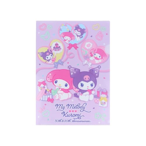 サンスター文具 マイメロディ&クロミ クリアファイルA4 ファイル 収納 整理 シングルファイル マイメロディ50周年クロミ20周年 130040