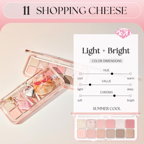 Image of CLIO Pro Eye Palette Air, 12-Color Matte & Shimmer Eye Shadow, Air-Fit Pigmented Buildable Color, Low Fallout, Warm Light Neutral Tone for Daily Makeup, Safe for Sensitive Eyes (11 SHOPPING CHEESE)