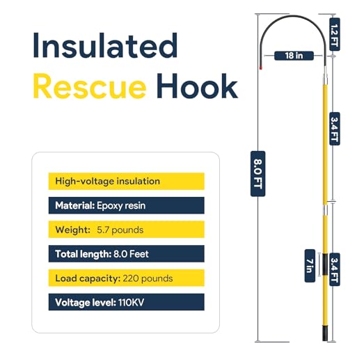 Image of 10.8 Feet Rescue Hook, Electrician Tools Firefighting Insulated 380V, High Voltage Insulated Retractable 35kv, 10.8 Feet, 18 Inch Openings for Electricians, Linemen, Automotive Repairers