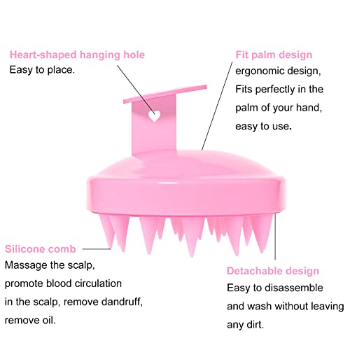 Cfeclog 2 Pack Scalp Massager, Hair Scrubber Head Massager Brush, Soft Silicone Bristles, Compatible With Men Women Kids Pet (Pink+Purple) #TOP2