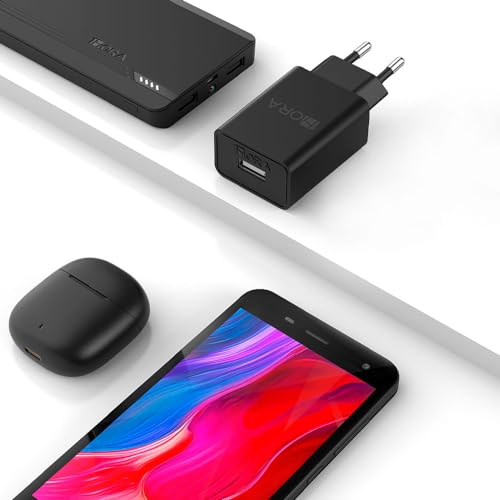 Carregador Usb 1Hora, Porta Tipo A 2.0A Preto, Design Elegante Carregamento Rápido Ideal para Viagem