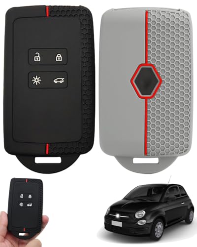 ZEXIJOW Lot de 2 coques de clé de voiture en silicone TPU 4 boutons pour Renault Clio Megane Koleos Kadjar Kangoo Twingo Talisman Captur Space Dacia Duster