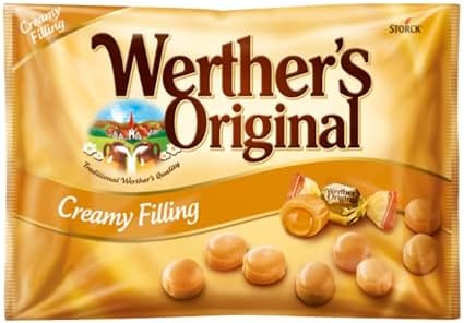 Werther's Original Creamy Filling Sweets, Smooth Caramel Center Delight, Gluten-Free & Vegetarian, 1 kg Sharing Bag