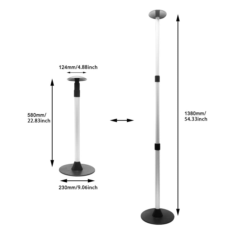 Palo di supporto per barca, supporto per palo regolabile portatile, 3 sezioni, per copertura di barca, palo di supporto telescopico per barca marina, alluminio + ABS