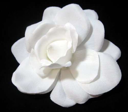 Bright White Velvet Gardenia Hair Clip