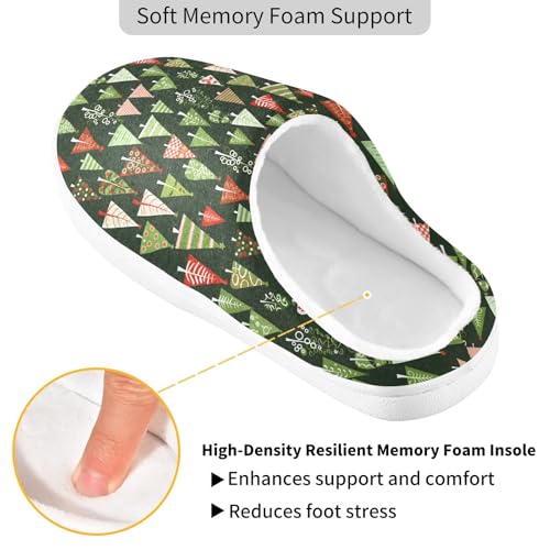 Fuzzy Memory Foam Slippers for Women/Men Beutiful Green Tree Pattern Fluffy Winter House Shoes Indoor and Outdoor3