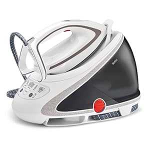 Tefal Dampfbügelstation Pro Express Ultimate, 7,7 Bar, 155 g/Min. Kontinuierlicher Dampf, 500 g/Min. Extra-Dampfstoß, 2600 Watt, Kalk-Kollektor, Bügeleisen Dampfstation, weiß/grau, GV9567
