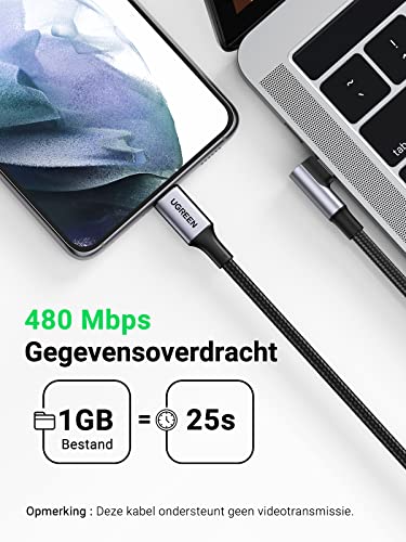 UGREEN USB C naar USB C Kabel PD 100W 20V/ 5A 90 Graden USB Type C Data Kabel voor Galaxy S21 S20 MacBook Air 2020/2019 iPad Pro 2020/2019 Redmi Note 9 Pro Note 9 Huawei P40 Pro P30 Honor 20 enz.(2M) - Image 5