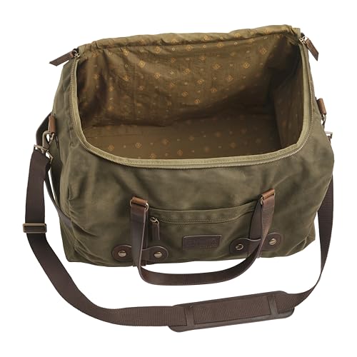 Pendleton Odyssey Collection Canvas Duffle Bag, Olive Green with Leather Trim, Waxed Cotton, 20x13x12 Inch, Removable Shoulder Strap3