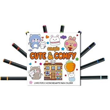 Capa do livro Cute & Comfy Coloring Book for Adults Edição 5 - Bold Easy - Livro de Colorir Adulto + 12 Canetas